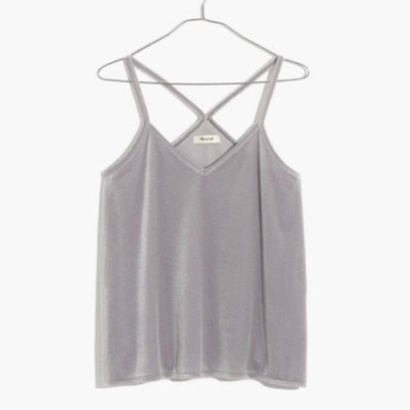Madewell Tops - MADEWELL Velvet Halter Cami Top Pajama Coastal Fog Gray Size Medium